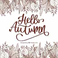 Free vector elegant hello autumn lettering composition