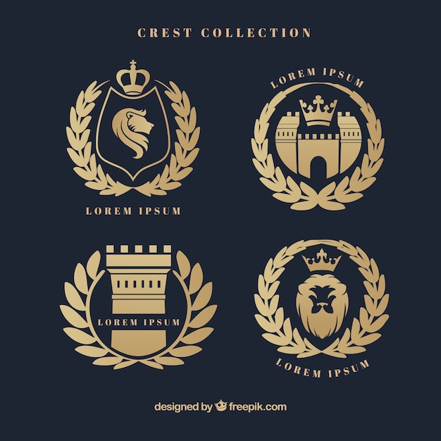 Free vector elegant heraldic shields with laurel wreath