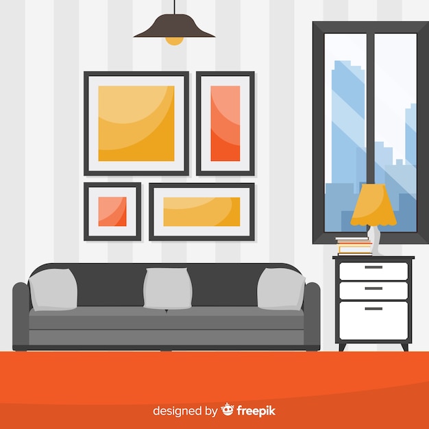 Free vector elegant home interior with flat design