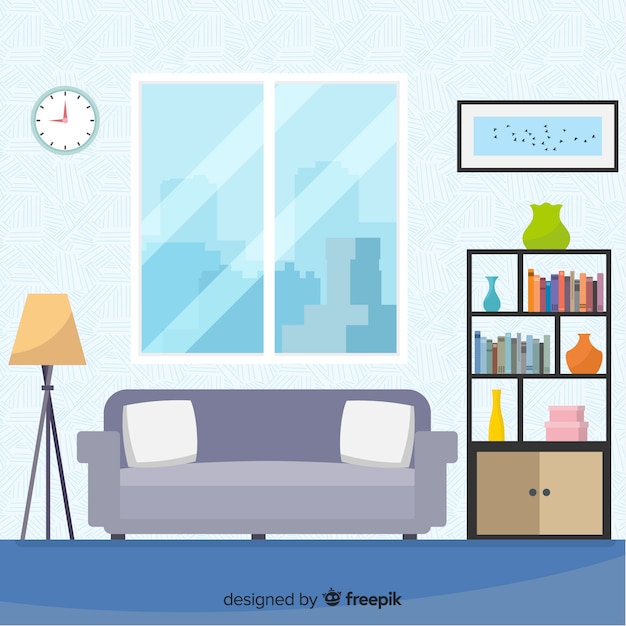 Free vector elegant home interior with flat design