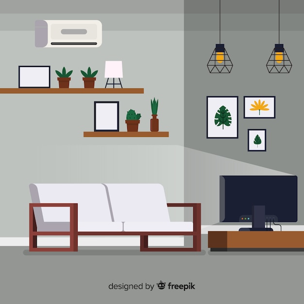 Free vector elegant home interior with flat design