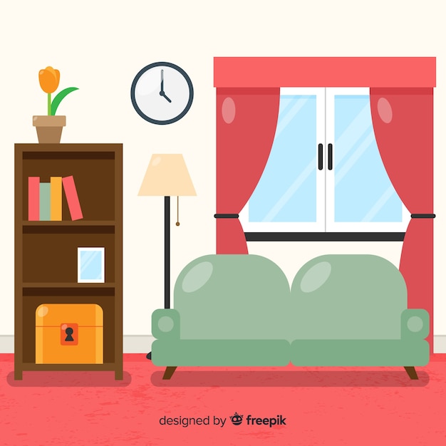 Free vector elegant home interior with flat design