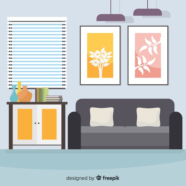 Free vector elegant home interior with flat design