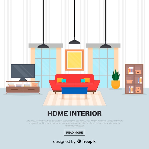 Free vector elegant home interior with flat design