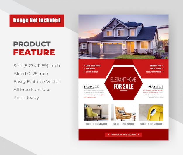 Elegant home for Sale real estate Flyer Template.