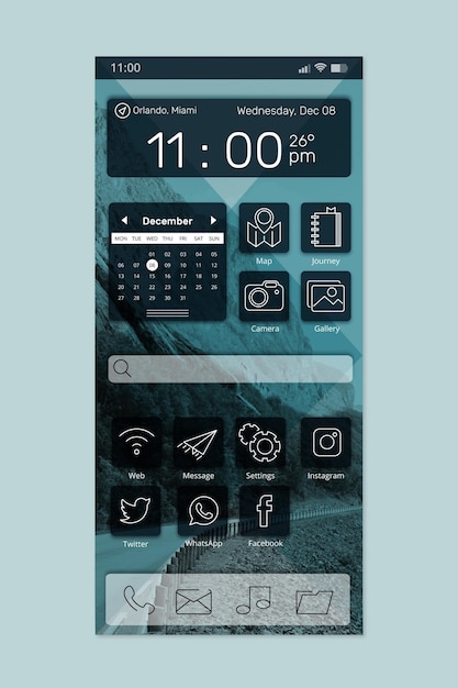 Free vector elegant home screen interface