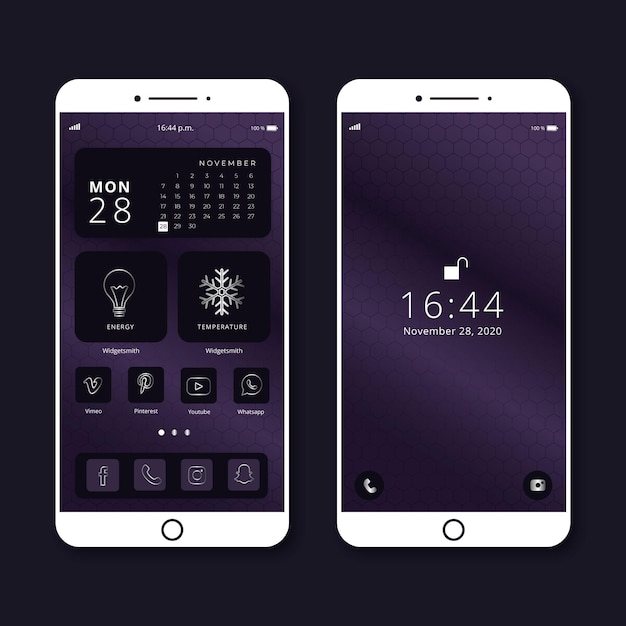 Elegant home screen template for smartphone