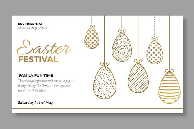 Elegante modello di banner orizzontale per la vendita di pasqua