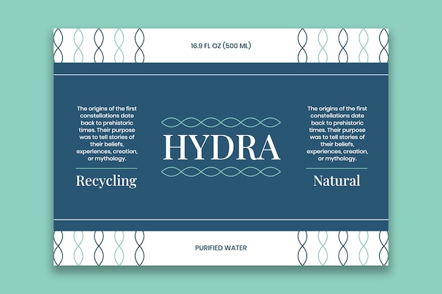elegant hydra water label template