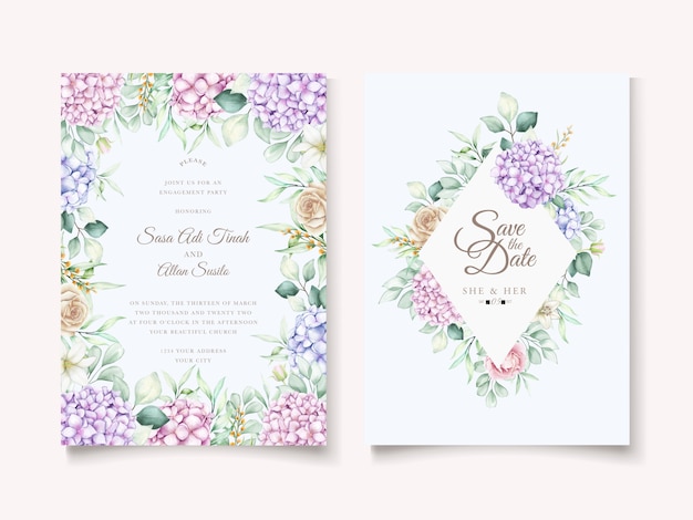 Elegante set di carte acquerello ortensie