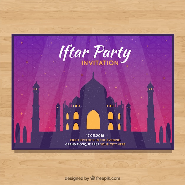Vettore gratuito elegante modello di invito iftar