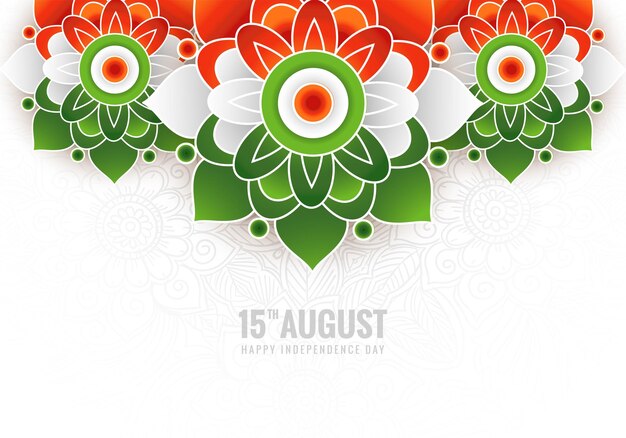 Elegant india independence day background with decorative tricolor mandala design