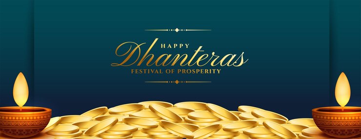 मुफ़्त वेक्टर elegant indian festival happy dhanteras religious banner with golden coin and oil lamp vector