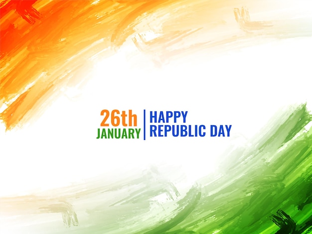 Free vector elegant indian flag theme republic day watercolor texture tricolor background