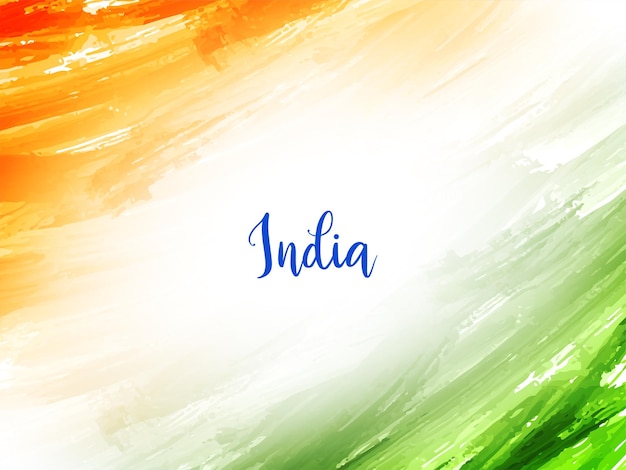 エレガントなインド国旗のテーマ 共和国の日 水彩の質感 三色の背景