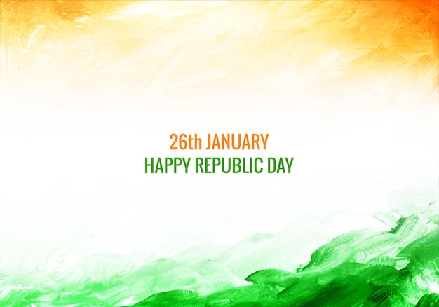 Free vector elegant indian republic day tricolor theme watercolor texture background