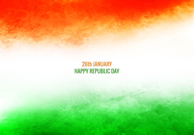 Free vector elegant indian republic day tricolor theme watercolor texture background