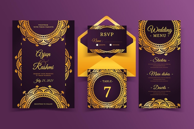 Elegant indian wedding invitation template