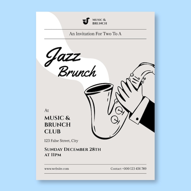 Elegant jazz brunch invitation