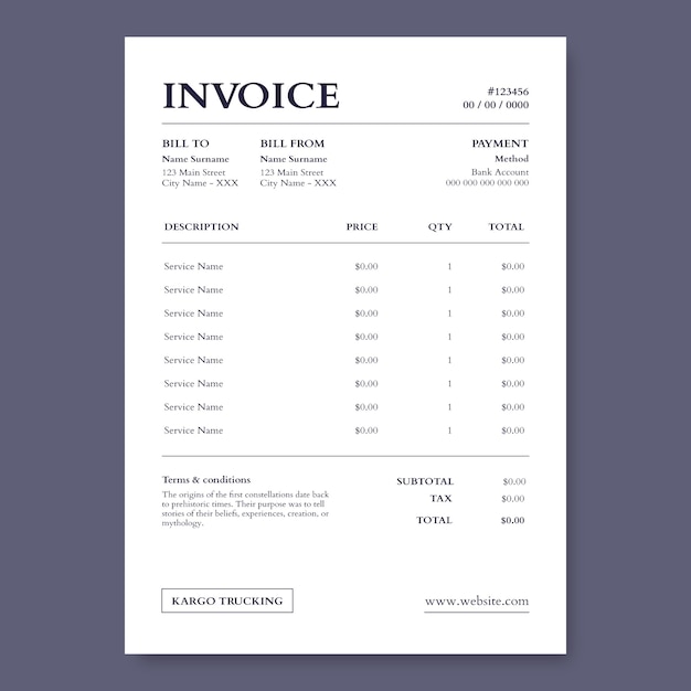 Elegant kargo trucking invoice