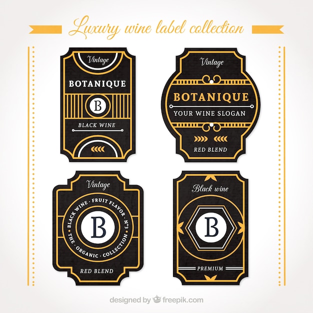 Elegant labels for bottles with orange details