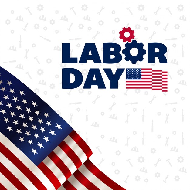 Elegant labor day illustration with flag