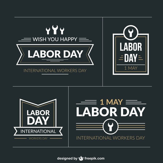 Elegant labor day labels set