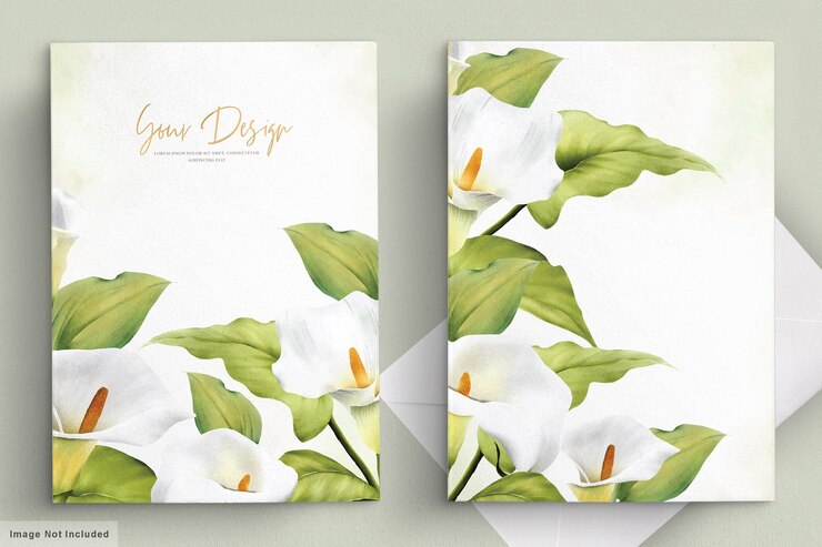 Free Vector elegant lily wedding card set