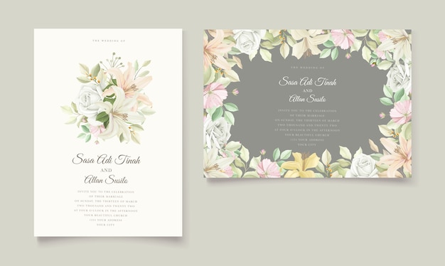 Elegant lily wedding invitation card set