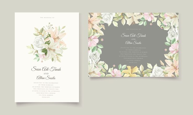 elegant lily wedding invitation card set