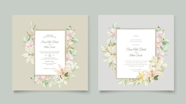 elegant lily wedding invitation card set