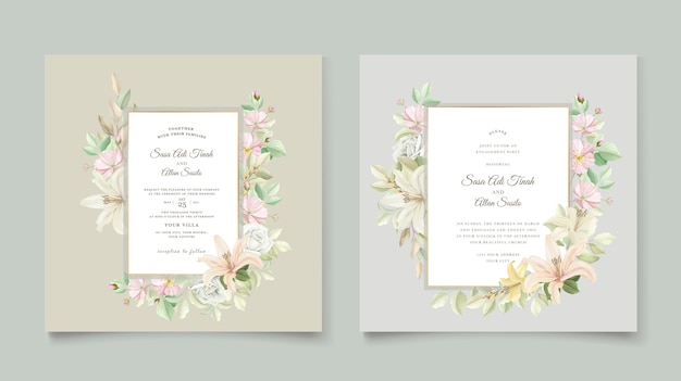 элегантные лилии свадебные приглашения набор карт