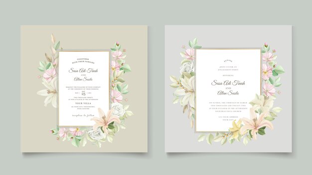 elegant lily wedding invitation card set