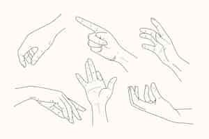 Free vector elegant line art hands stickers