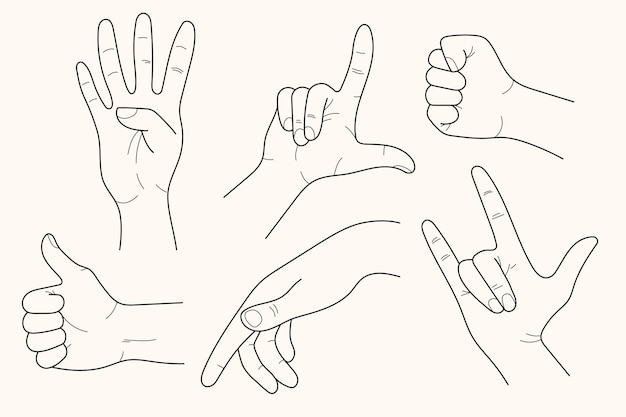 Free vector elegant line art hands stickers