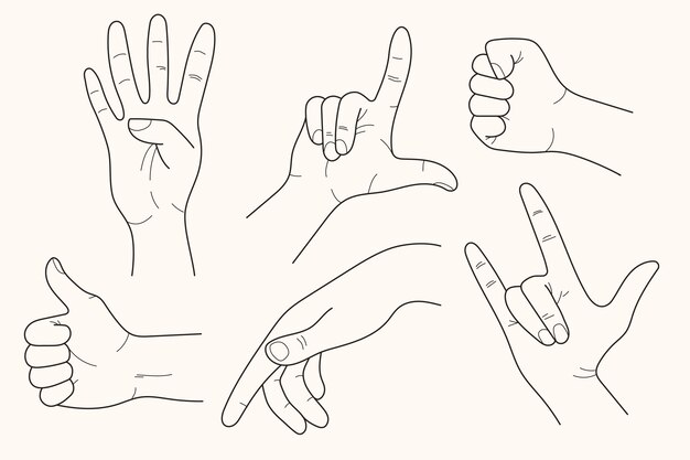 Elegant line art hands stickers