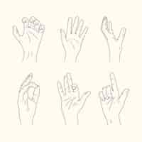 Free vector elegant line art hands stickers