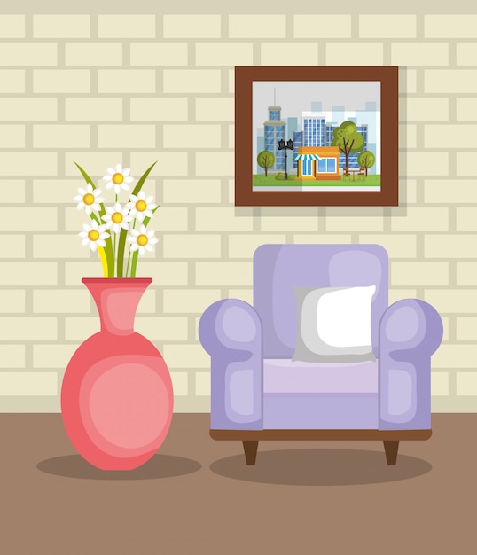 Free vector elegant living room scene