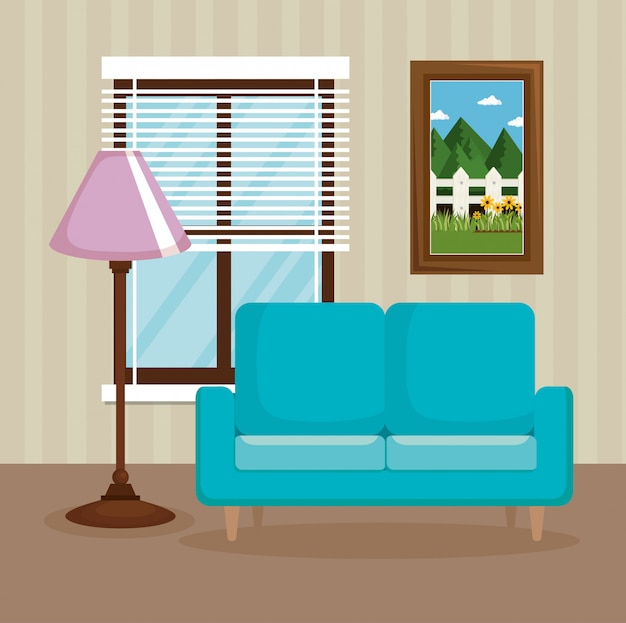 Free vector elegant living room scene