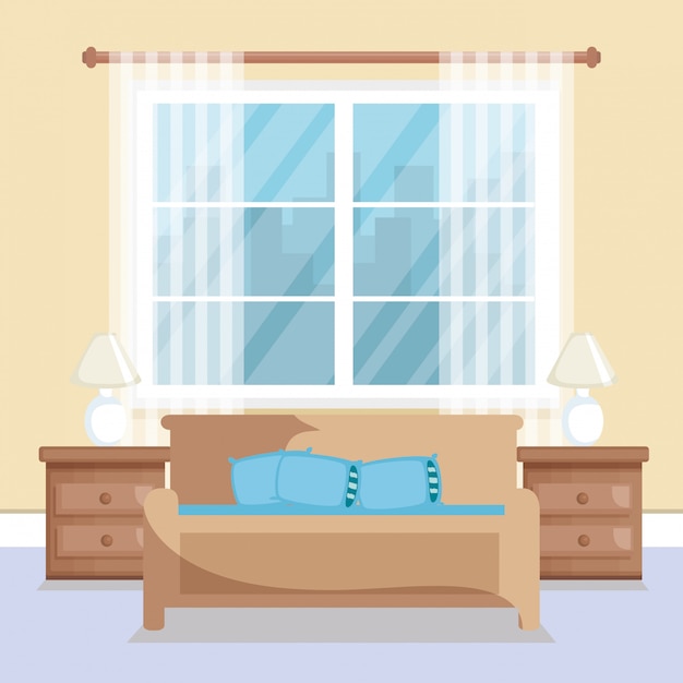 Free vector elegant living room scene