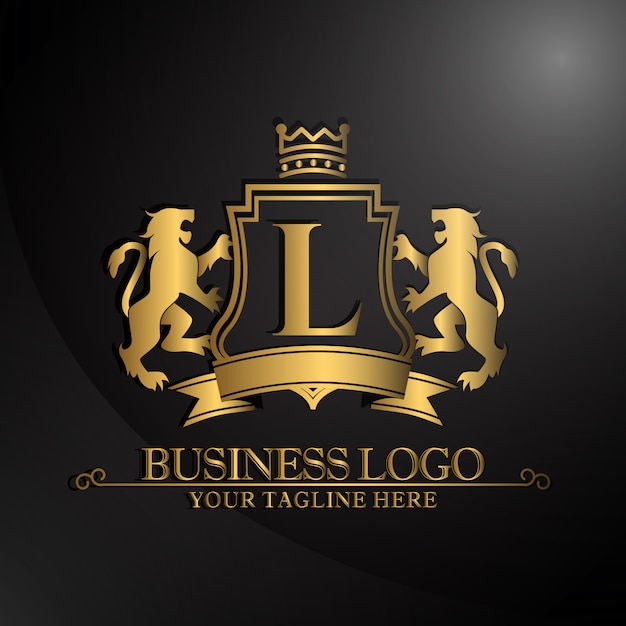 Free vector elegant logo with two lions design