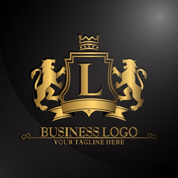 2つのライオンデザインのエレガントなロゴ