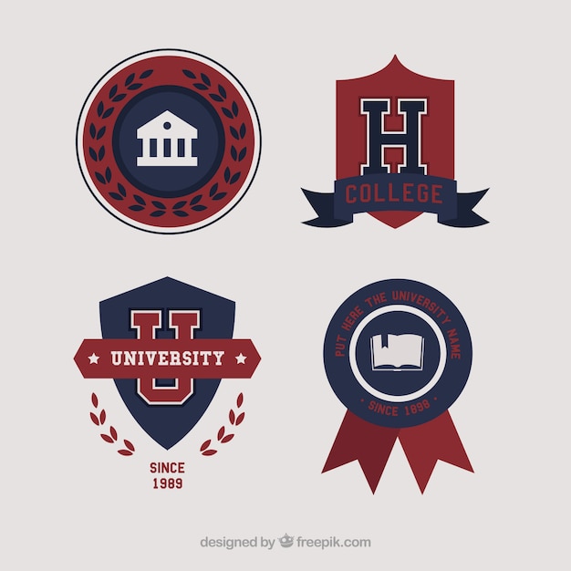 Бесплатное векторное изображение Элегантные логотипы для колледжа