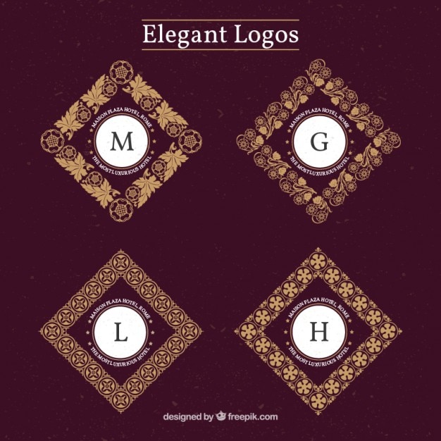 Free vector elegant logos with decorative initials