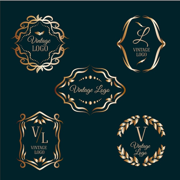 Elegant logos with golden frames