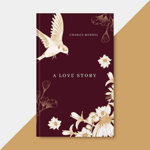 Бесплатное векторное изображение Элегантный шаблон обложки книги о любви