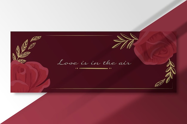 Free vector elegant love card template with roses