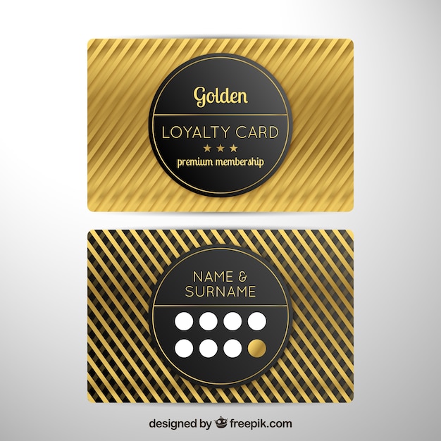 Бесплатное векторное изображение Элегантный шаблон карты лояльности с золотым стилем