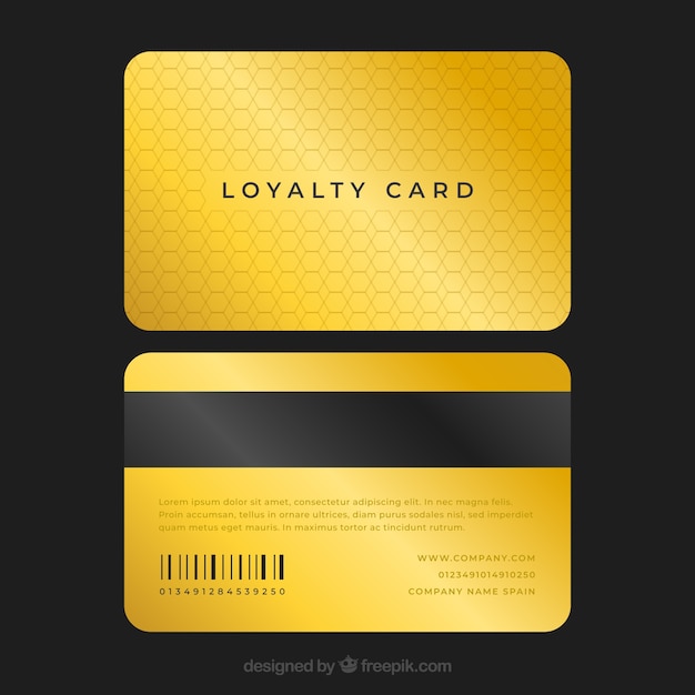 Free vector elegant loyalty card template with golden style