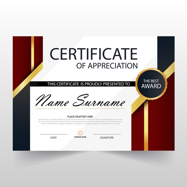 Elegant luxury horizontal certificate template